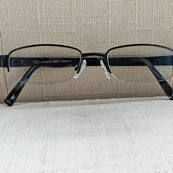 O by Oscar De La Renta Glasses Frame Black tone Metal Half Rim Eyeglasses OSM802 - Picture 2 of 12